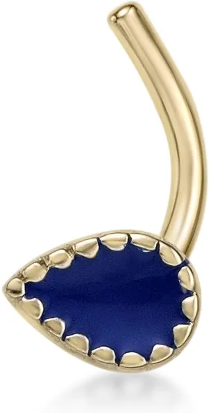 Lavari Jewelers 20 Gauge Curved Screw Nose Stud for Women - 14k Yellow Gold Enamel Nose Ring - Unisex Hypoallergenic Nostril Piercing Jewelry - 20G Body Piercing for Men