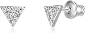Lavari Jewelers Cubic Zirconia Triangle Stud Earrings for Women - 925 Sterling Silver Earrings for Her - Hypoallergenic Clutch Backing - Minimalist Geometric Design