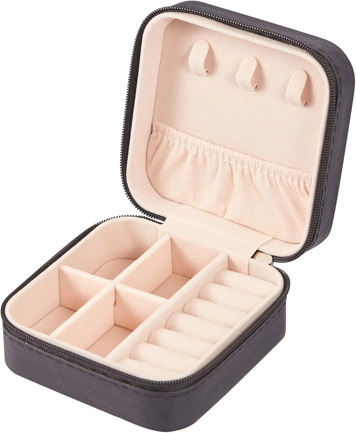LETURE PU Leather Small Jewelry Box, Travel Portable Jewelry Case for Ring, Pendant, Earring, Necklace, Bracelet Organizer Storage Holder Boxes (Black)