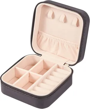 LETURE PU Leather Small Jewelry Box, Travel Portable Jewelry Case for Ring, Pendant, Earring, Necklace, Bracelet Organizer Storage Holder Boxes (Black)