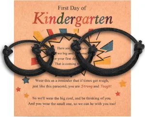 Leyung First Day of School Kindergarten Bracelet Set of 3, Father Mother Son Daughter Family Bracelets Back to School Gifts