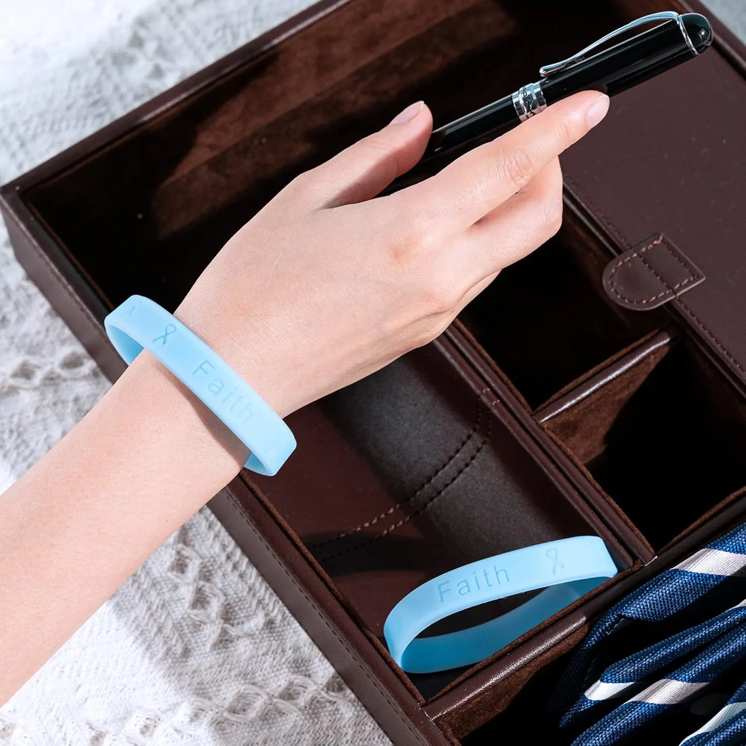 Light Blue Silicone Bracelets  Light Blue Colored Rubber Wristbands for Prostate Cancer, Trisomy 18, Cushing, Scleroderma Awareness, Graves Disease, Fundraising & Gift Giving - Perfect for Women and Men