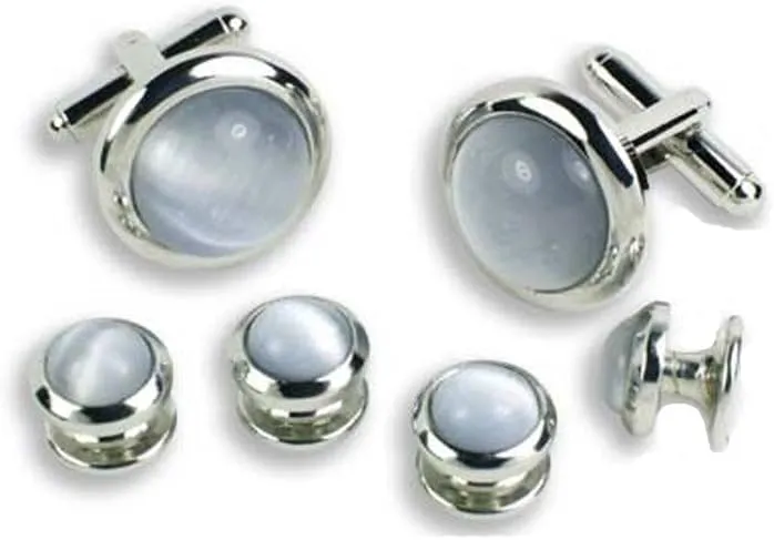 Light Cats Eye Tuxedo Cufflinks and Studs