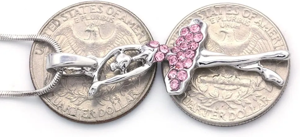 Light Pink Dancing Ballerina Dancer Ballet Pendant Necklace Charm