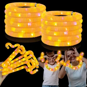 Light Up Glow Necklaces Bracelets Party Favors Accessories for Toddlers, 12 PCS Orange Glow Sticks Pop Tubes for Toddlers, Glow Birthday Camping Wedding Dance Party Supplies Decorations for Boys Girls
