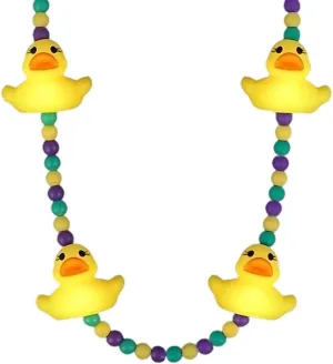 Light Up Squeezable Rubber Duck Charms Beaded Necklace