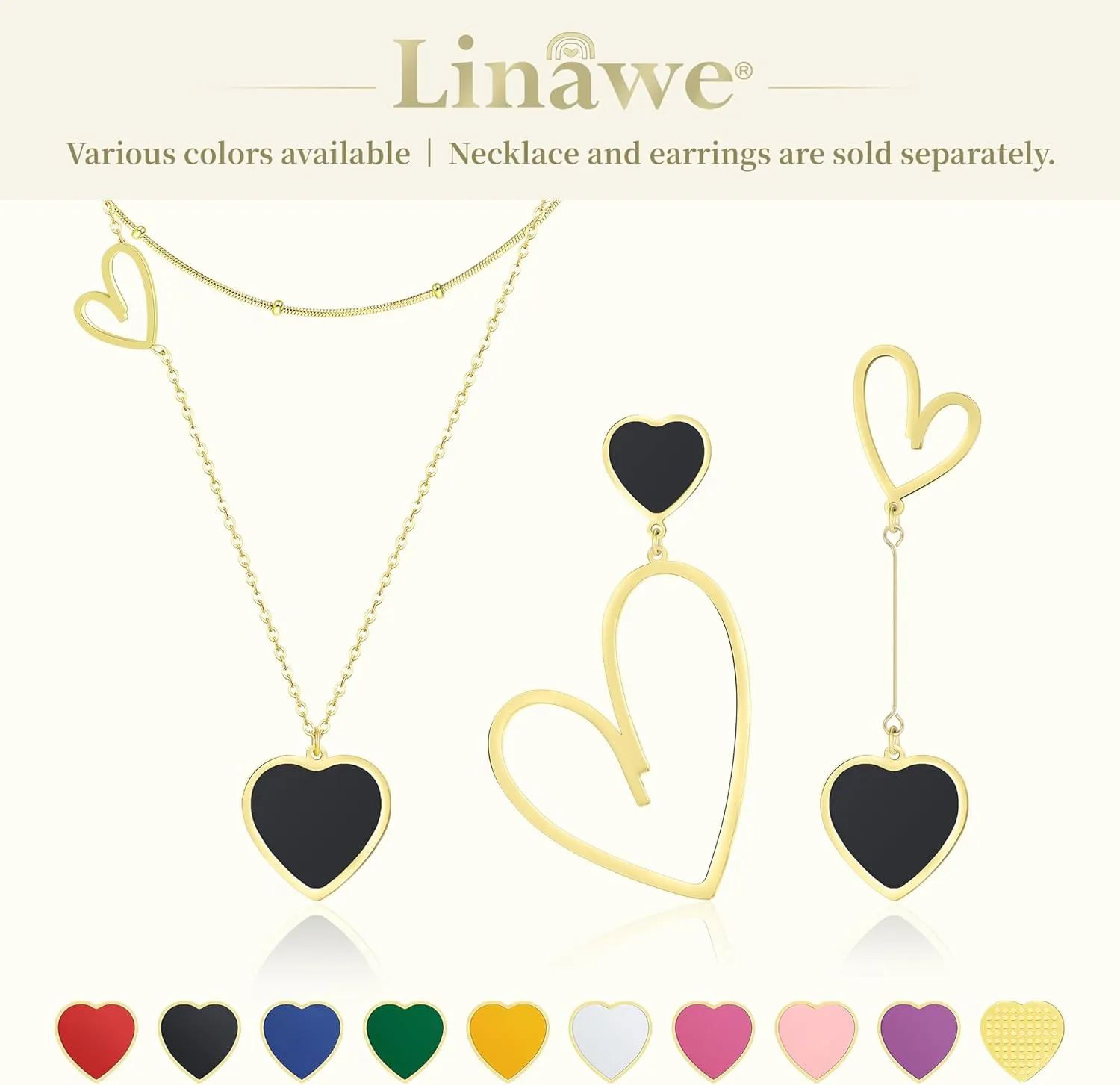Linawe Layered Choker Heart Pendant Necklace for Women Trendy, Gold/Silver/Rose Gold Chain Stainless Steel Stacked Necklaces, Double Heart Necklace Y2K Preppy Jewelry