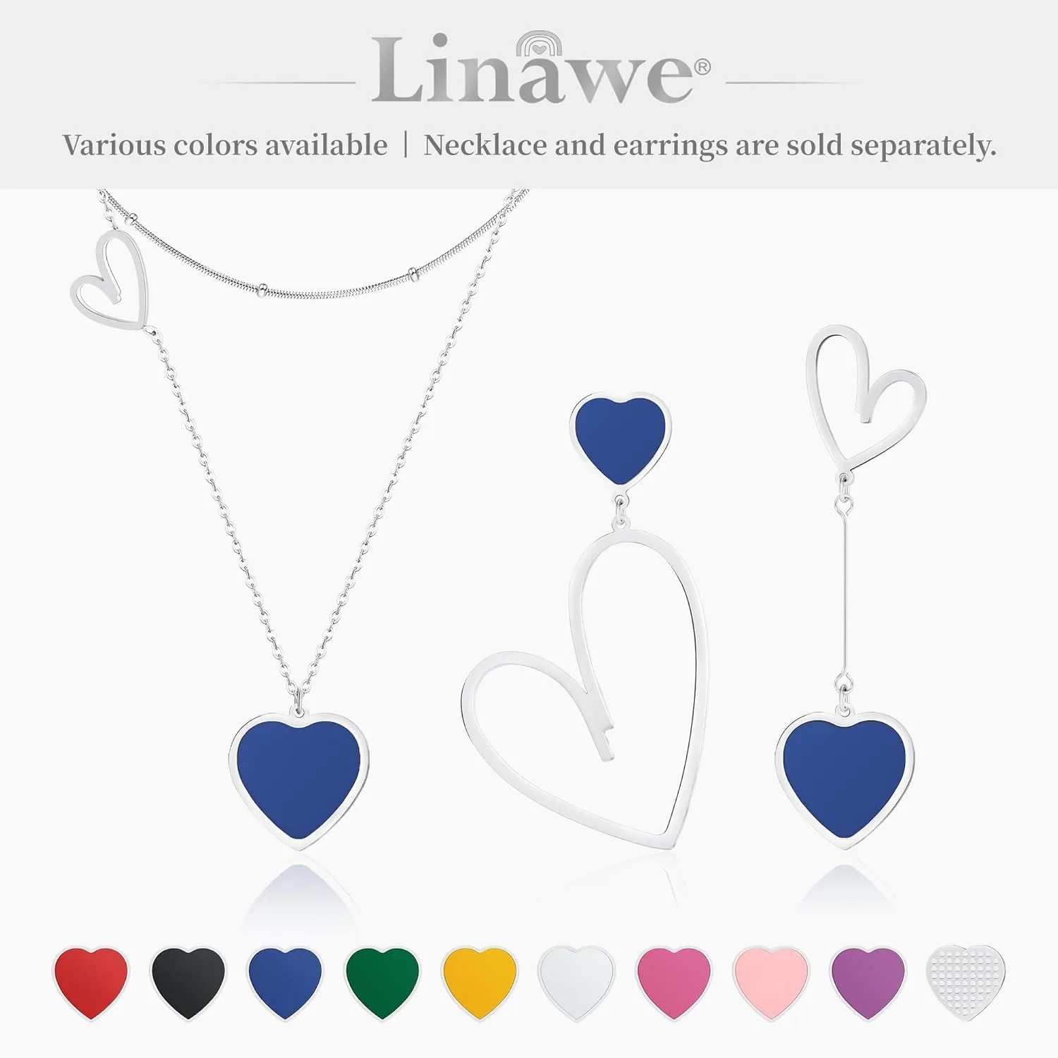 Linawe Layered Choker Heart Pendant Necklace for Women Trendy, Gold/Silver/Rose Gold Chain Stainless Steel Stacked Necklaces, Double Heart Necklace Y2K Preppy Jewelry