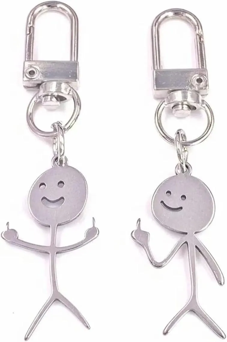 Line Drawing Keychains, Fun Hand Gesture Designs, Funny Middle Finger Open Key Fob, Unique Couple Friendship Gifts