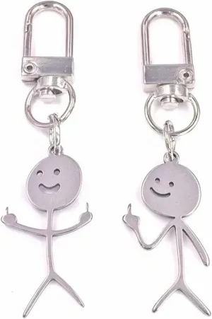 Line Drawing Keychains, Fun Hand Gesture Designs, Funny Middle Finger Open Key Fob, Unique Couple Friendship Gifts