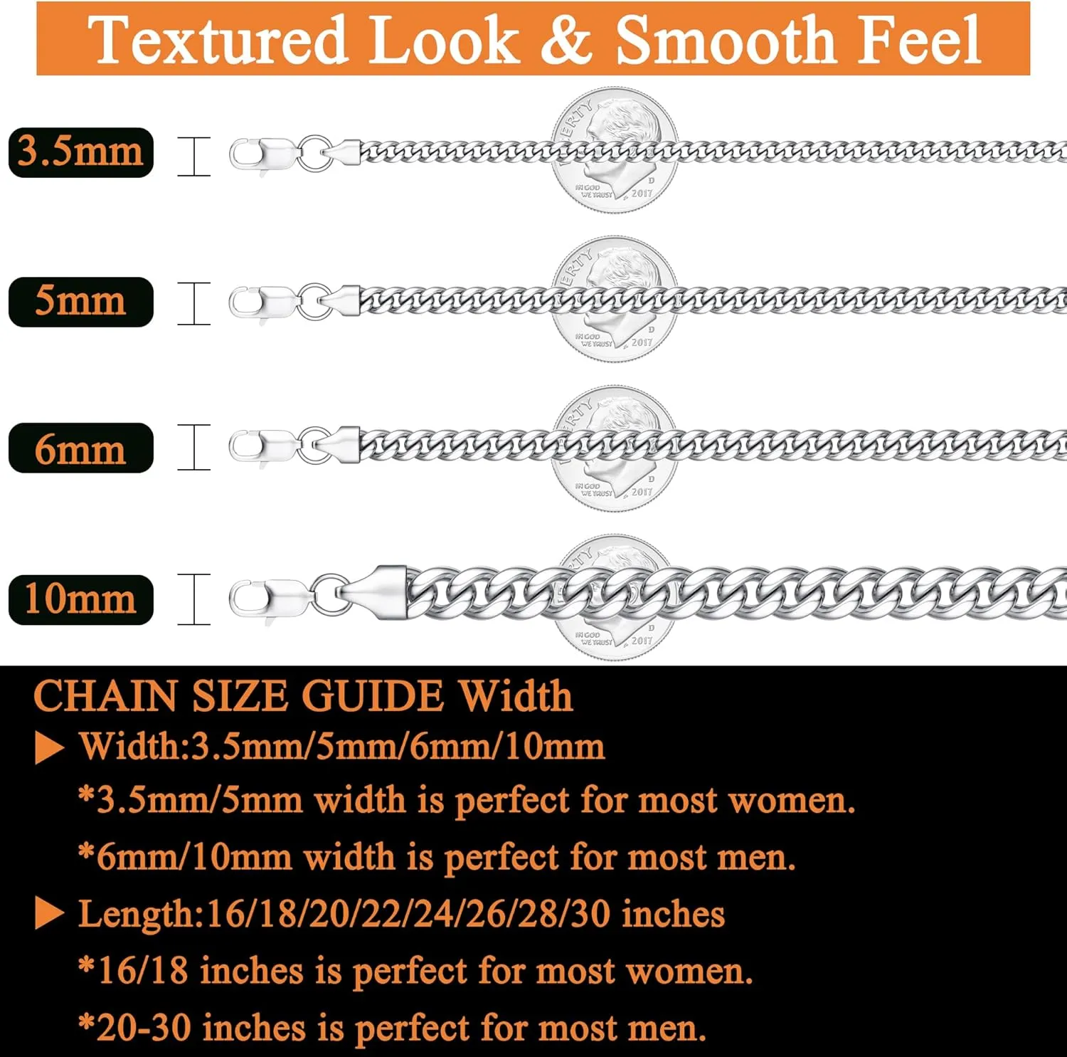 LOYALLOOK Italian Diamond Cut Cuban Link Curb Chain Necklace for Men Women Stainless Steel Curb Cuban Link Chains Necklace Hip Hop Chain 16 18 20 22 24 26 28 30 Inch