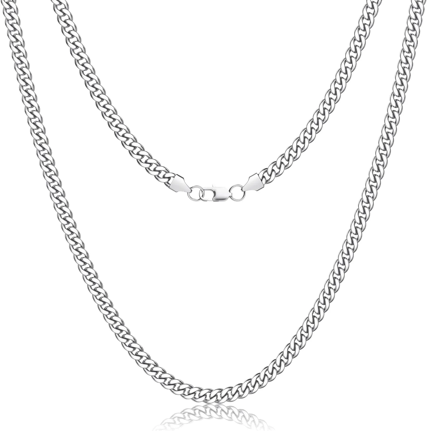 LOYALLOOK Italian Diamond Cut Cuban Link Curb Chain Necklace for Men Women Stainless Steel Curb Cuban Link Chains Necklace Hip Hop Chain 16 18 20 22 24 26 28 30 Inch