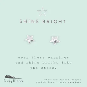 Lucky Feather Small Stud Earrings for Women - 14k Gold Dipped Post Earrings Presented on Sentimental Message Card Makes an Ideal Gift for Women and Teens