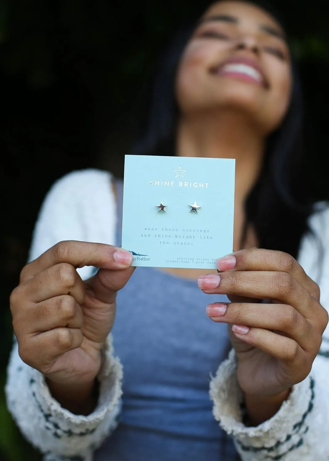 Lucky Feather Small Stud Earrings for Women - 14k Gold Dipped Post Earrings Presented on Sentimental Message Card Makes an Ideal Gift for Women and Teens