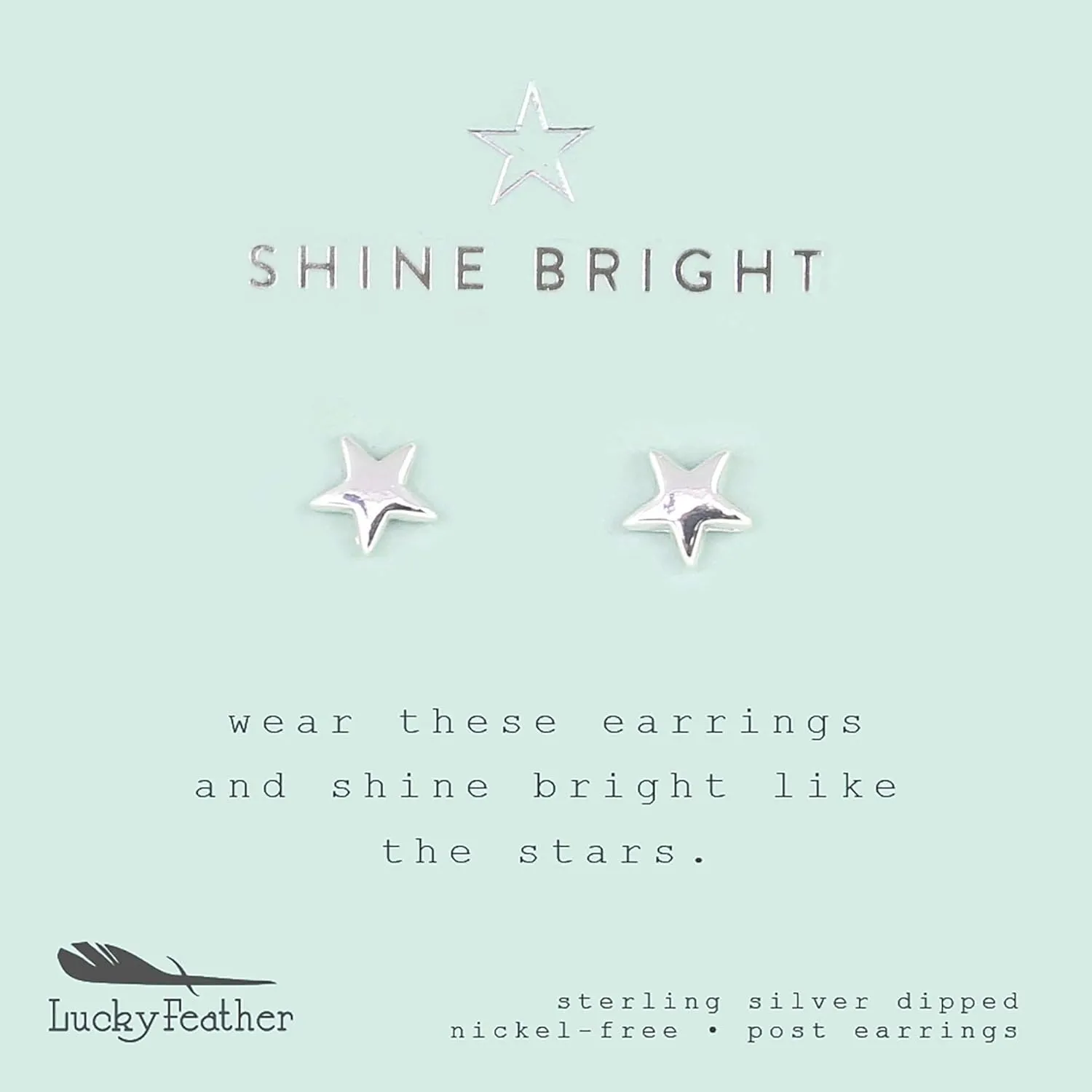 Lucky Feather Small Stud Earrings for Women - 14k Gold Dipped Post Earrings Presented on Sentimental Message Card Makes an Ideal Gift for Women and Teens