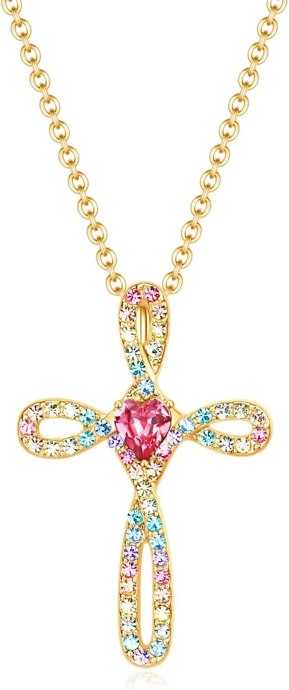 luomart Cross Necklace for Women Men,Peace Sign Angel Wing Necklaces Jewelry Gifts for Girls