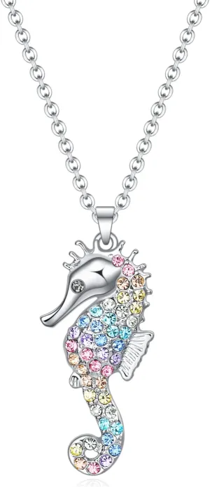 luomart Turtle Dolphin Shark Necklace Gifts,Seahorse Starfish Whale Pendant Necklaces Jewelry for Women