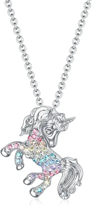 luomart Unicorns Necklace Gifts for Girls,Rainbow Unicorn Necklaces Jewelry Gift for Women Girls Unicorn Lovers