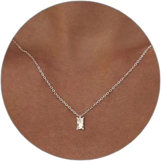 Luxval Diamond Pendant Gold Necklace for WomenDainty 18k Gold Plated Choker Necklaces Simple Gold Jewelry Gifts for Women Girls