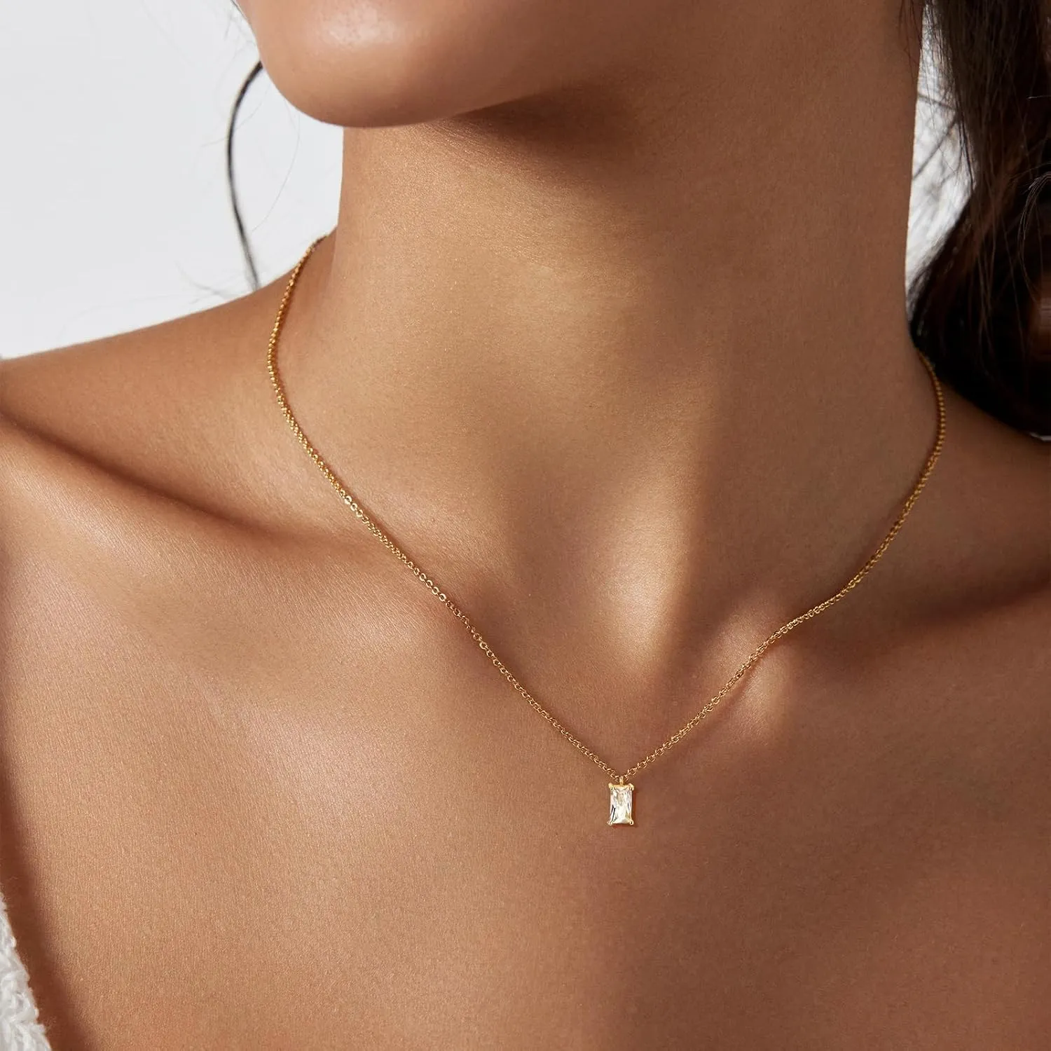 Luxval Diamond Pendant Gold Necklace for WomenDainty 18k Gold Plated Choker Necklaces Simple Gold Jewelry Gifts for Women Girls