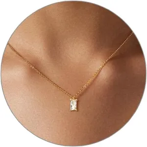 Luxval Diamond Pendant Gold Necklace for WomenDainty 18k Gold Plated Choker Necklaces Simple Gold Jewelry Gifts for Women Girls