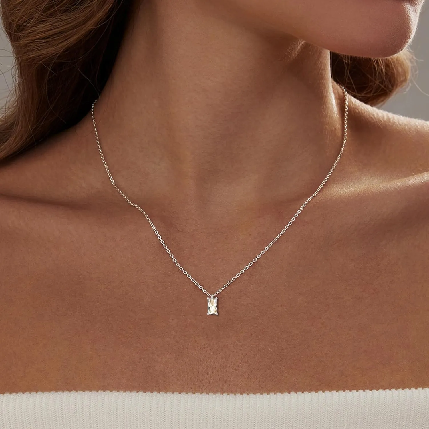 Luxval Diamond Pendant Gold Necklace for WomenDainty 18k Gold Plated Choker Necklaces Simple Gold Jewelry Gifts for Women Girls