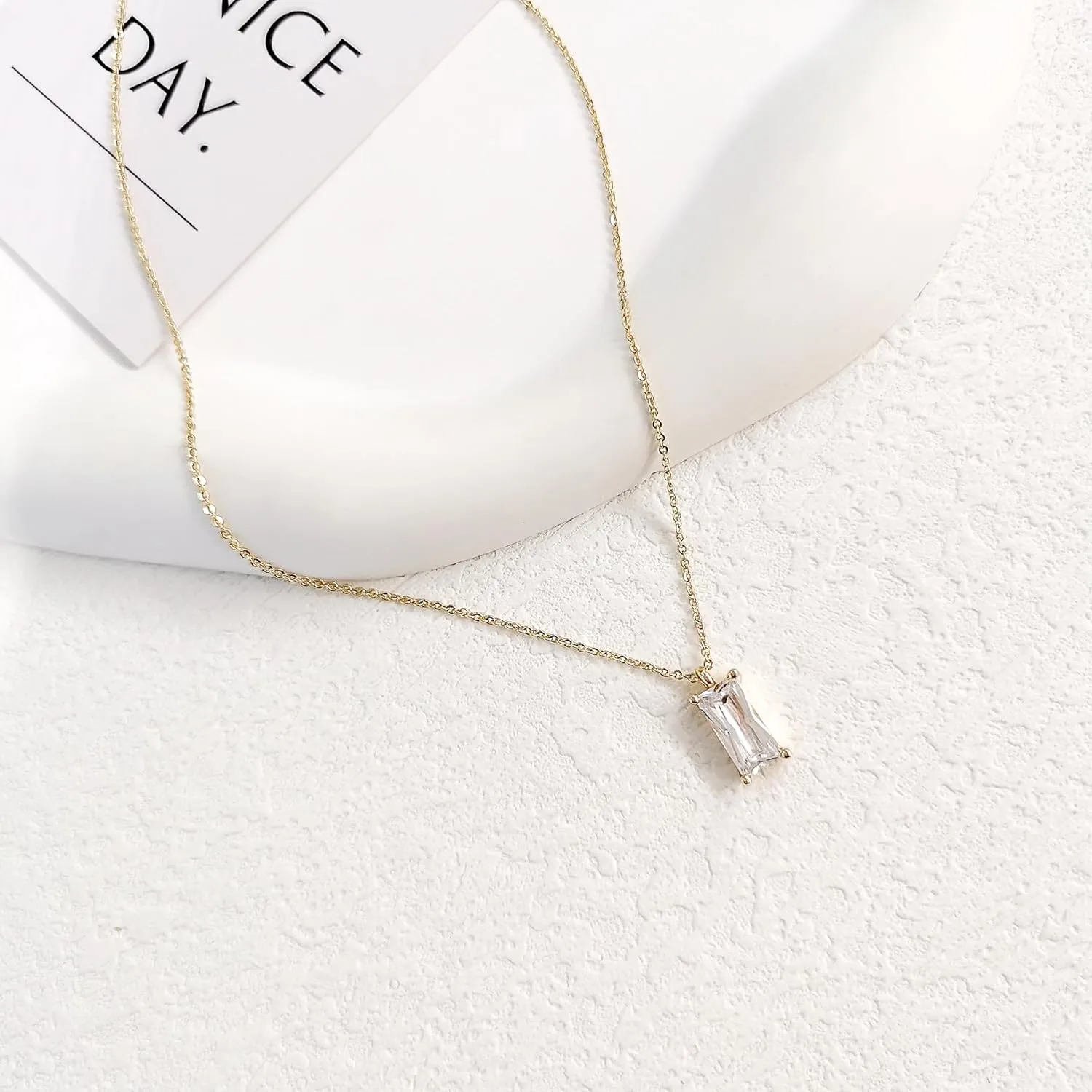 Luxval Diamond Pendant Gold Necklace for WomenDainty 18k Gold Plated Choker Necklaces Simple Gold Jewelry Gifts for Women Girls