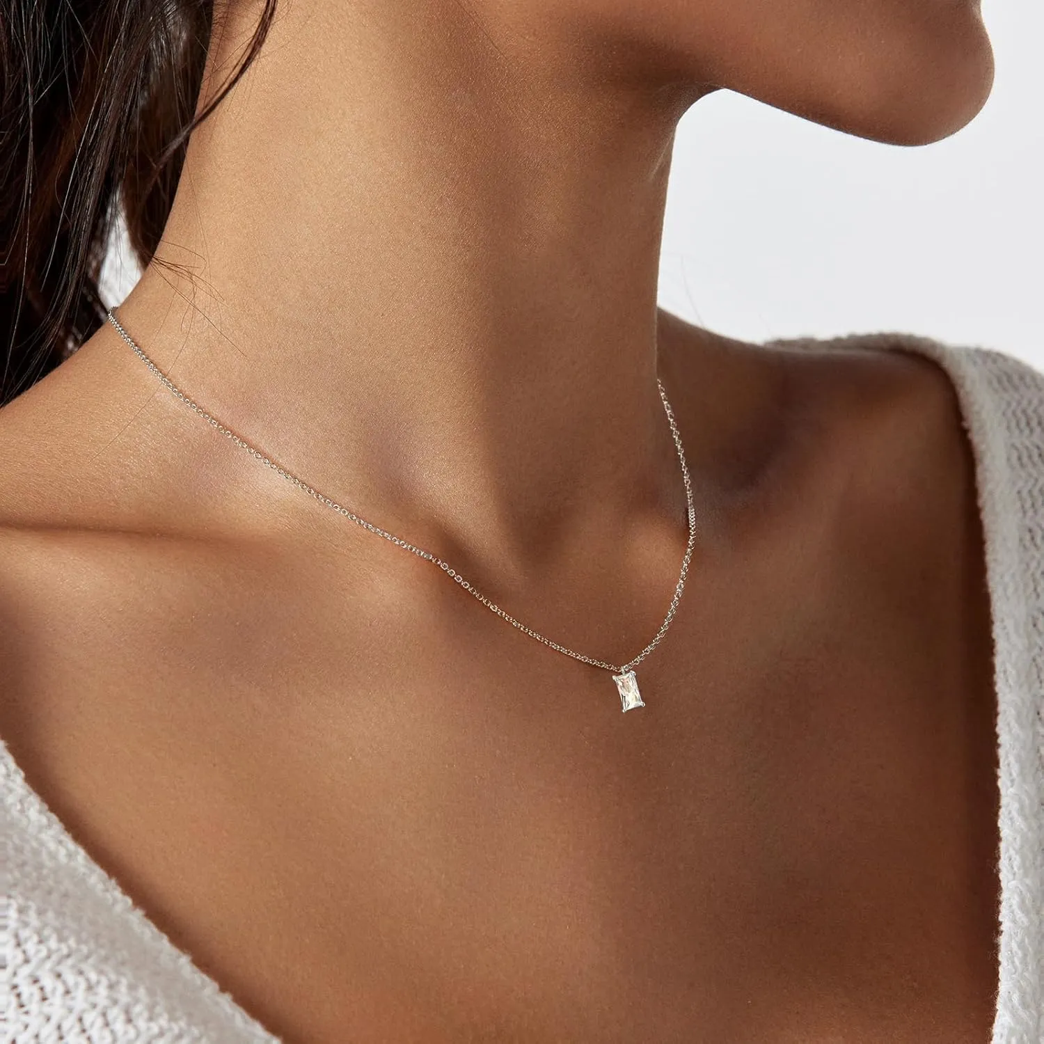 Luxval Diamond Pendant Gold Necklace for WomenDainty 18k Gold Plated Choker Necklaces Simple Gold Jewelry Gifts for Women Girls