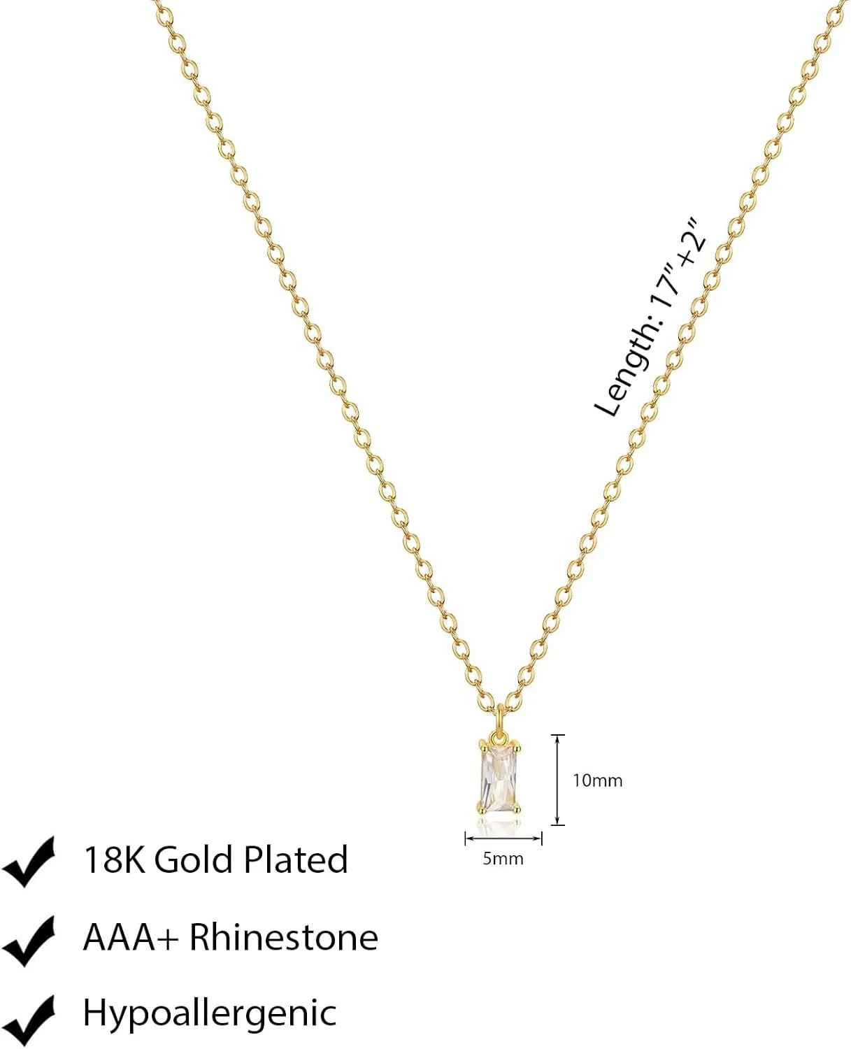 Luxval Diamond Pendant Gold Necklace for WomenDainty 18k Gold Plated Choker Necklaces Simple Gold Jewelry Gifts for Women Girls