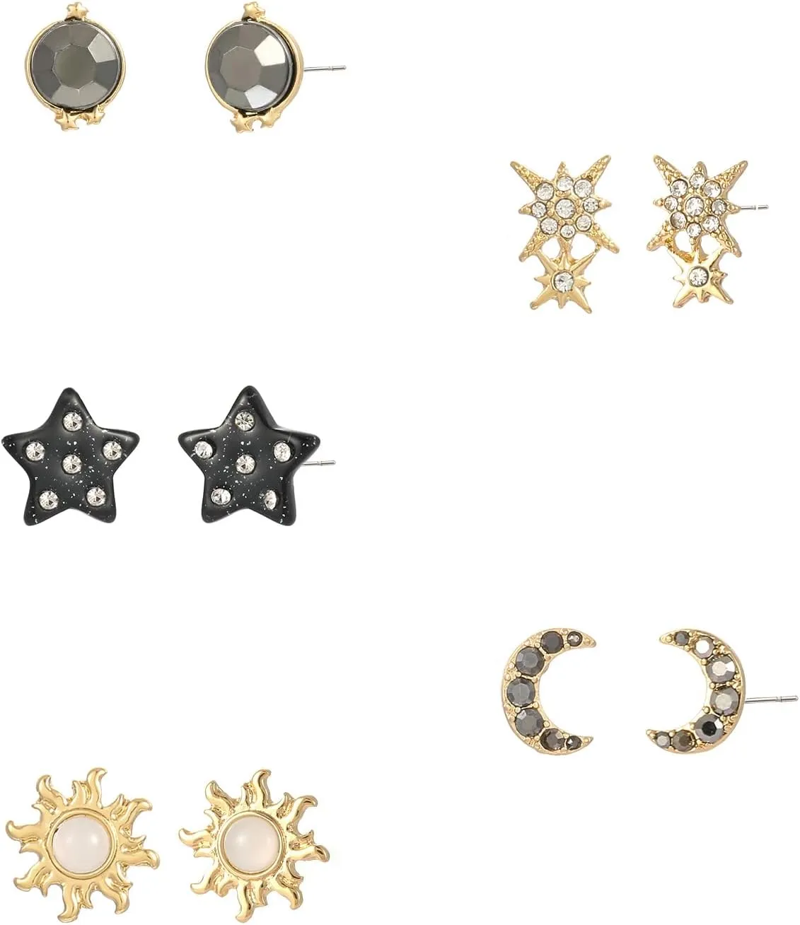 Madison Tyler 5Pairs Funny Studs Earrings Set for Women | Punk Retro Classic Spiked Guitar Rock Hand Skull Earrings | Rock and Roll Accessories for Women
