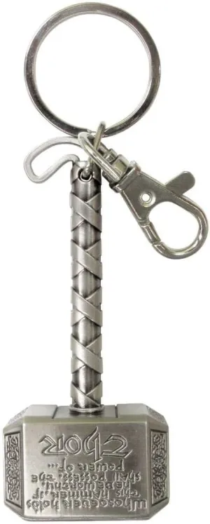 Marvel Thor Hammer Pewter Key Ring,Grey-light