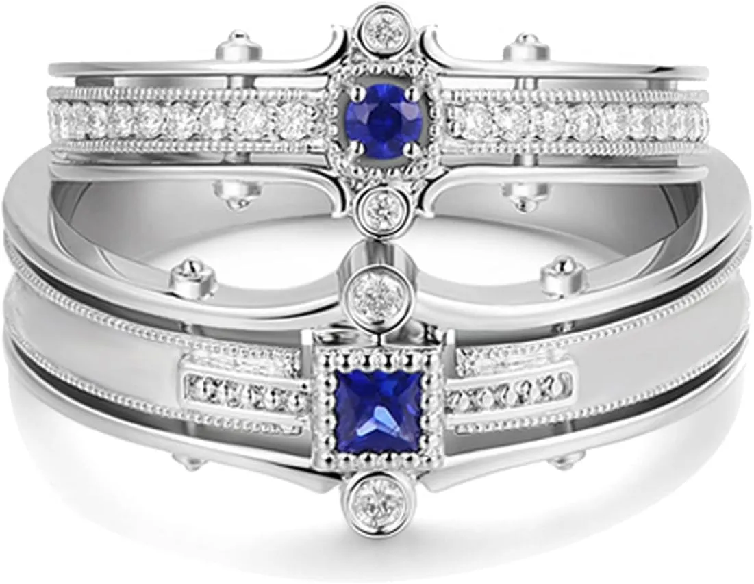 Matching Rings Couple Rings 0.5CT CZ 925 Sterling Silver Wedding Ring Sets for Women