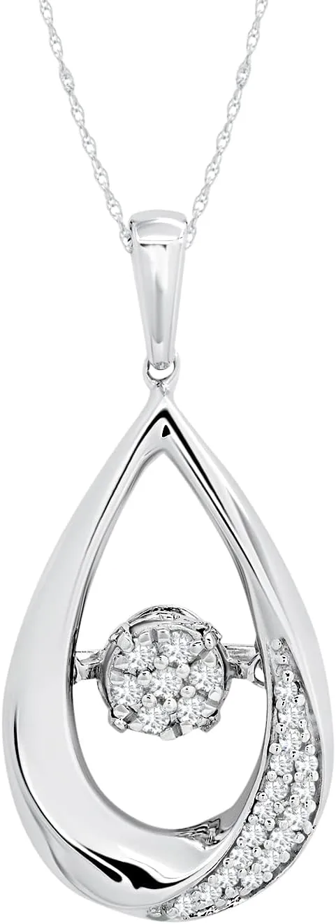 MAX   STONE Dancing Diamond Necklace for Women | Sterling Silver Pendant With 18 Inch Chain | Real Diamond Jewelry