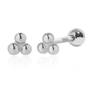 Meissa Silver Screw Back Earrings for Women Girls Toddlers Kids Baby Gold Earrings Halloween Earrings Small Beads Flat Back Earrings Hypoallergenic, Silver