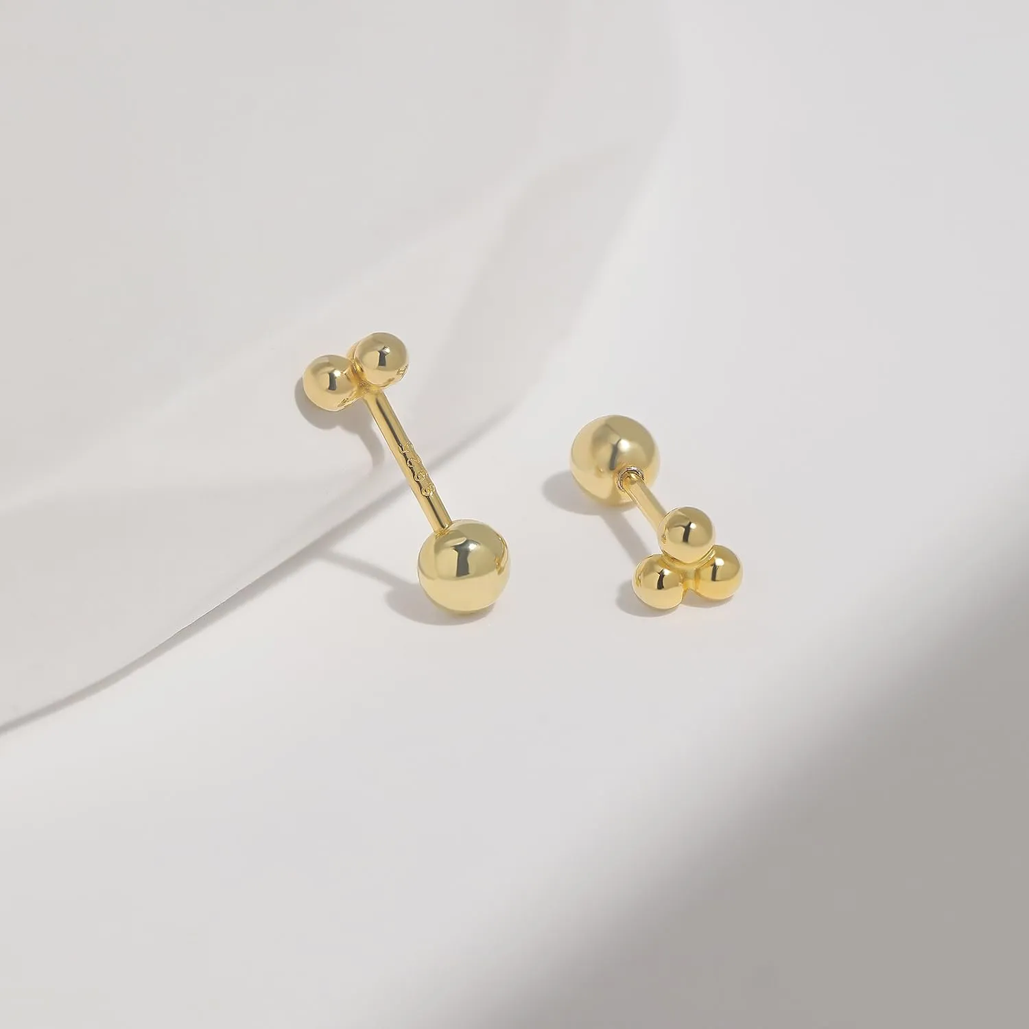 Meissa Silver Screw Back Earrings for Women Girls Toddlers Kids Baby Gold Earrings Halloween Earrings Small Beads Flat Back Earrings Hypoallergenic, Silver