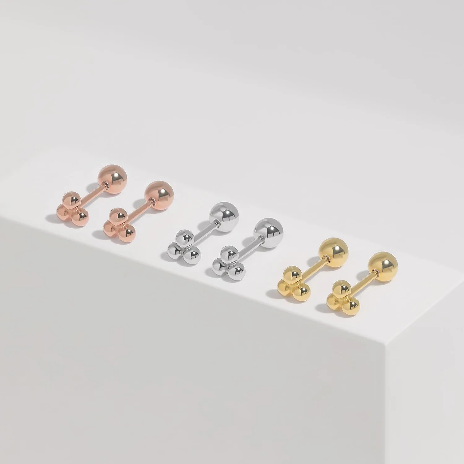 Meissa Silver Screw Back Earrings for Women Girls Toddlers Kids Baby Gold Earrings Halloween Earrings Small Beads Flat Back Earrings Hypoallergenic, Silver