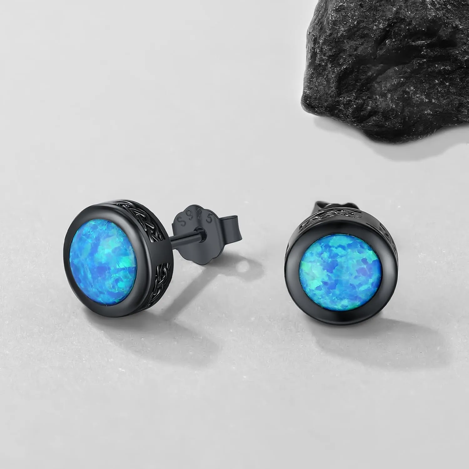 Men Stud Earrings Sterling Silver Vikings Celtic Earrings Nordic Runes Jewelry Hypoallergenic Stylish Hip Hop Earring for Men Women