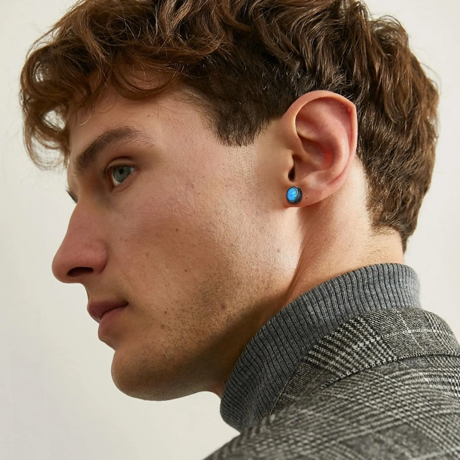 Men Stud Earrings Sterling Silver Vikings Celtic Earrings Nordic Runes Jewelry Hypoallergenic Stylish Hip Hop Earring for Men Women