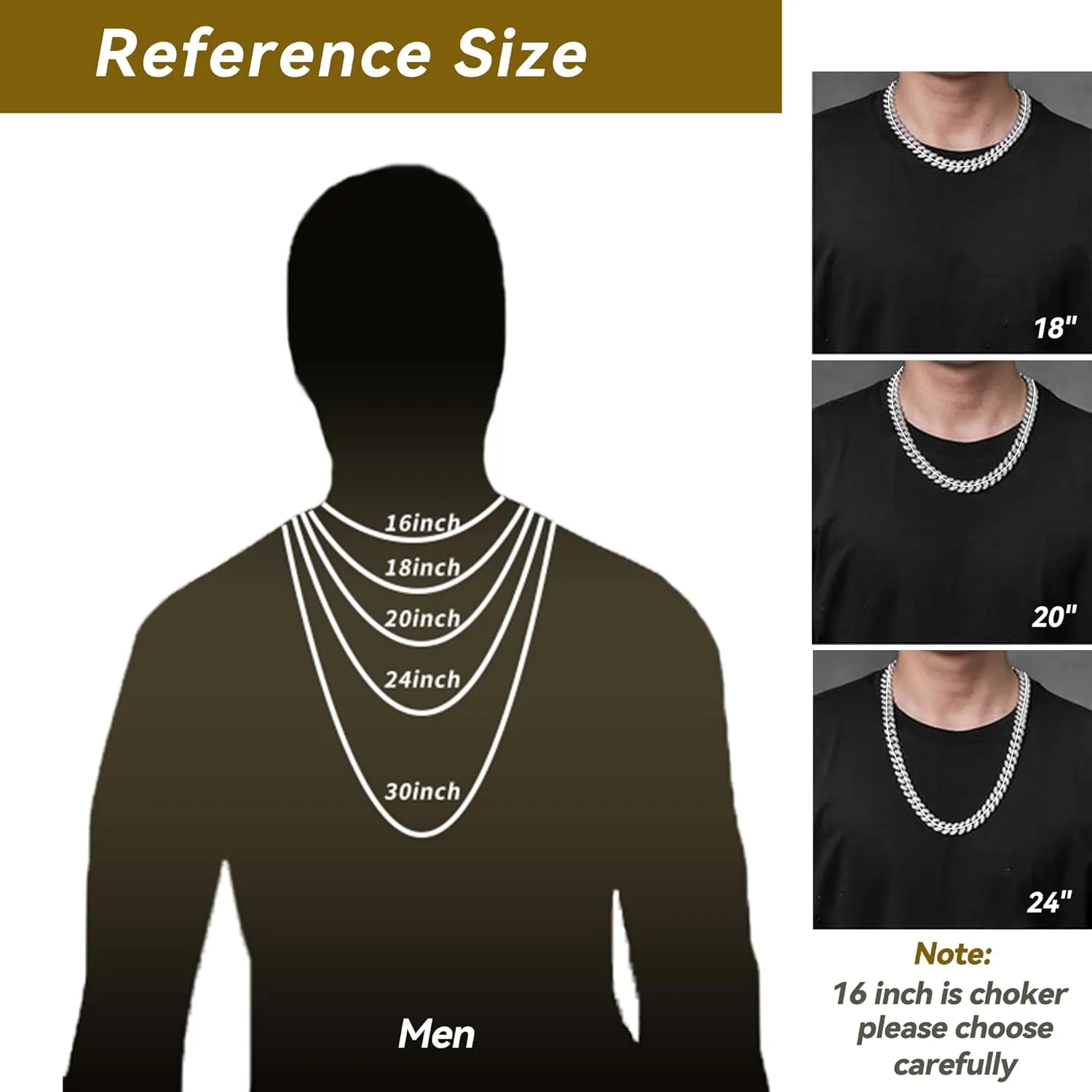 Mens Cuban Link Chain 13MM Width Silver/Gold Cuban Chain Necklace AAA  Rhinestones Zinc Alloy Hip Hop Chains for Men Women