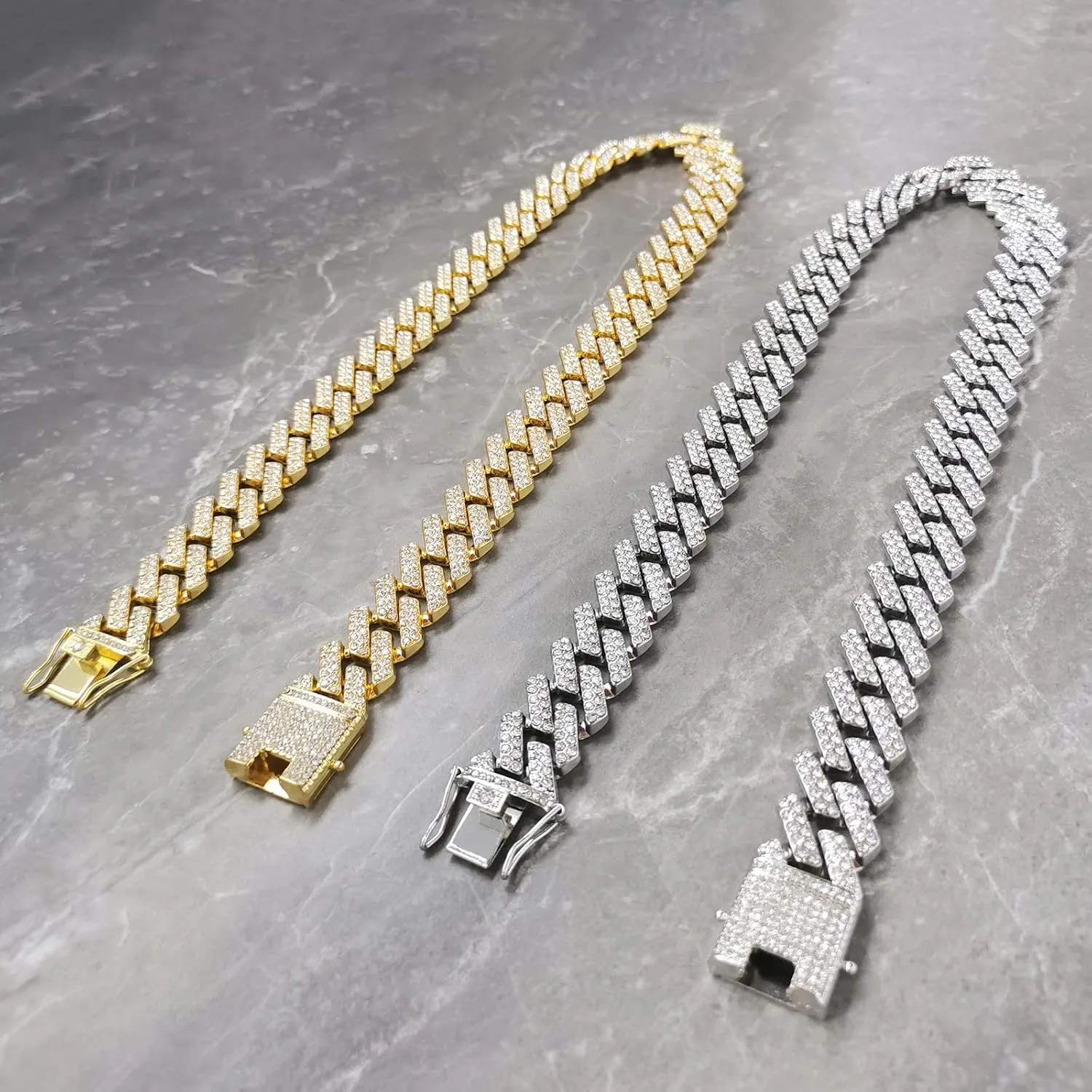 Mens Cuban Link Chain, 20MM Cuban Chain Zinc Alloy AAA  Rhinestone Necklace for Men Hip Hop Chains
