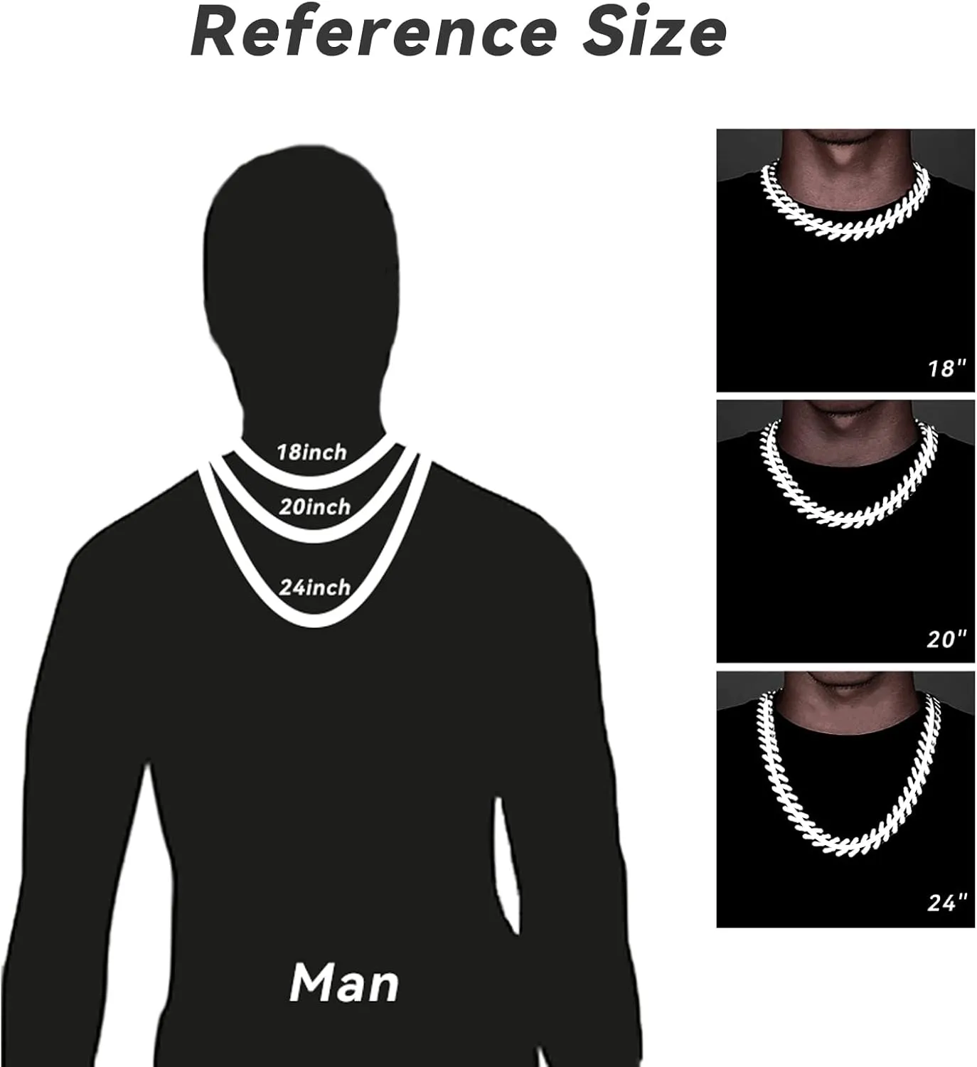 Mens Cuban Link Chain, 20MM Cuban Chain Zinc Alloy AAA  Rhinestone Necklace for Men Hip Hop Chains