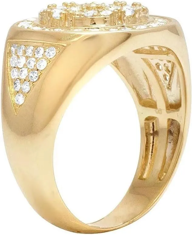 Men's Diamond Pinky Ring 10K 14K 18K Gold Pave Set Diamond Cluster Engagement Pinky Ring for Men Size 4-16
