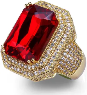 Mens Garnet Ring Sterling Silver or 9K 10K 14K 18K Solid Gold Garnet Ring for Men Garnet with Moissanite Gemstone Ring Engagement Ring for Men Engraved