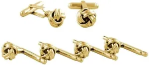 Men's Gold Plated Small Knot Cufflinks Stud Set (SS812009)