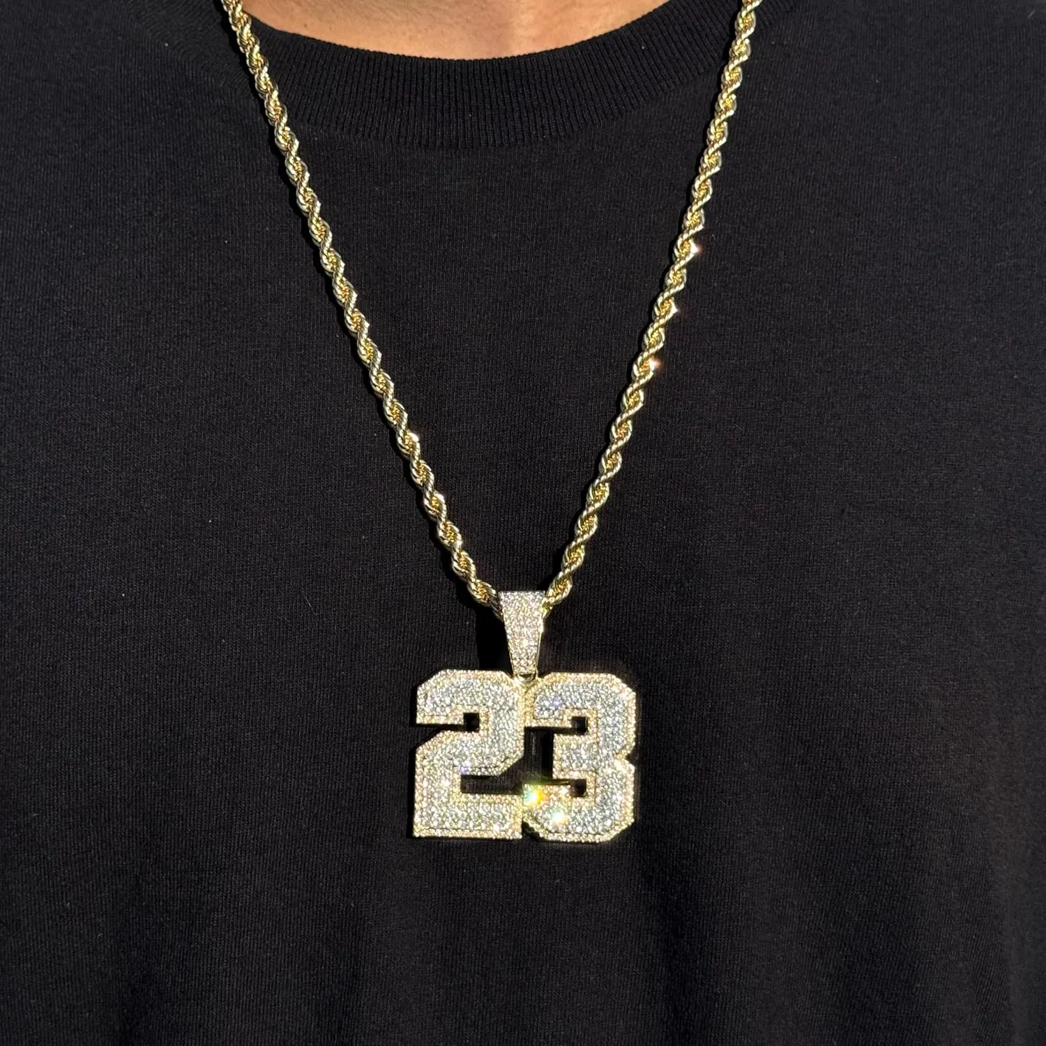 Men's Iced-Out Basketball Pendant with Rope Chain  Sports-Inspired Hip-Hop Necklace