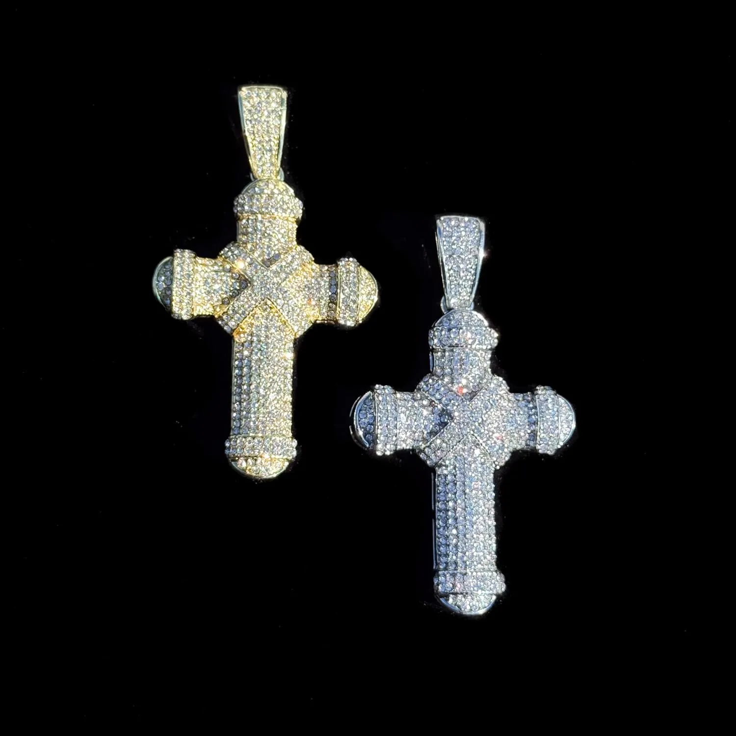 Mens Iced-Out Religious Pendant with 3mm Tennis Chain  Hip-Hop Cross Necklace, Luxury Statement Jewelry, Gift for Him