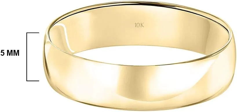Mens or Women's 10K or 14K Yellow or White Gold 5MM Classic Plain Simple Wedding Band by Brilliant Expressions