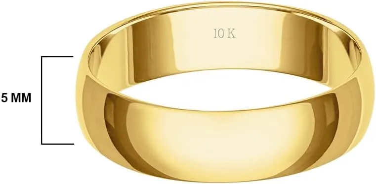 Mens or Women's 10K or 14K Yellow or White Gold 5MM Classic Plain Simple Wedding Band by Brilliant Expressions