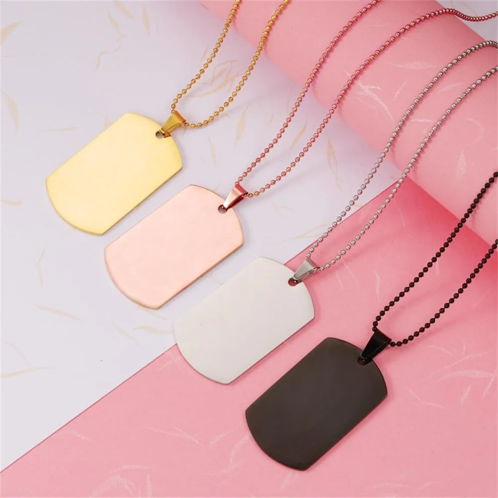 Men's Stainless Steel Personality Simple Military Army Dog Tag Pendant Hip Hop Necklace