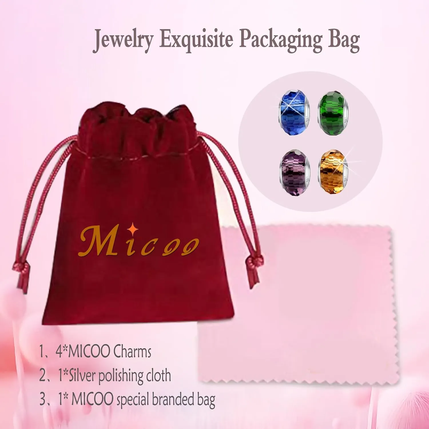 MICOO 925 Sterling Silver Charms for Bracelets,Fashion DIY Dangle Pendants Beads Simulated Birthstone Charms,Birthday Gifts for Women